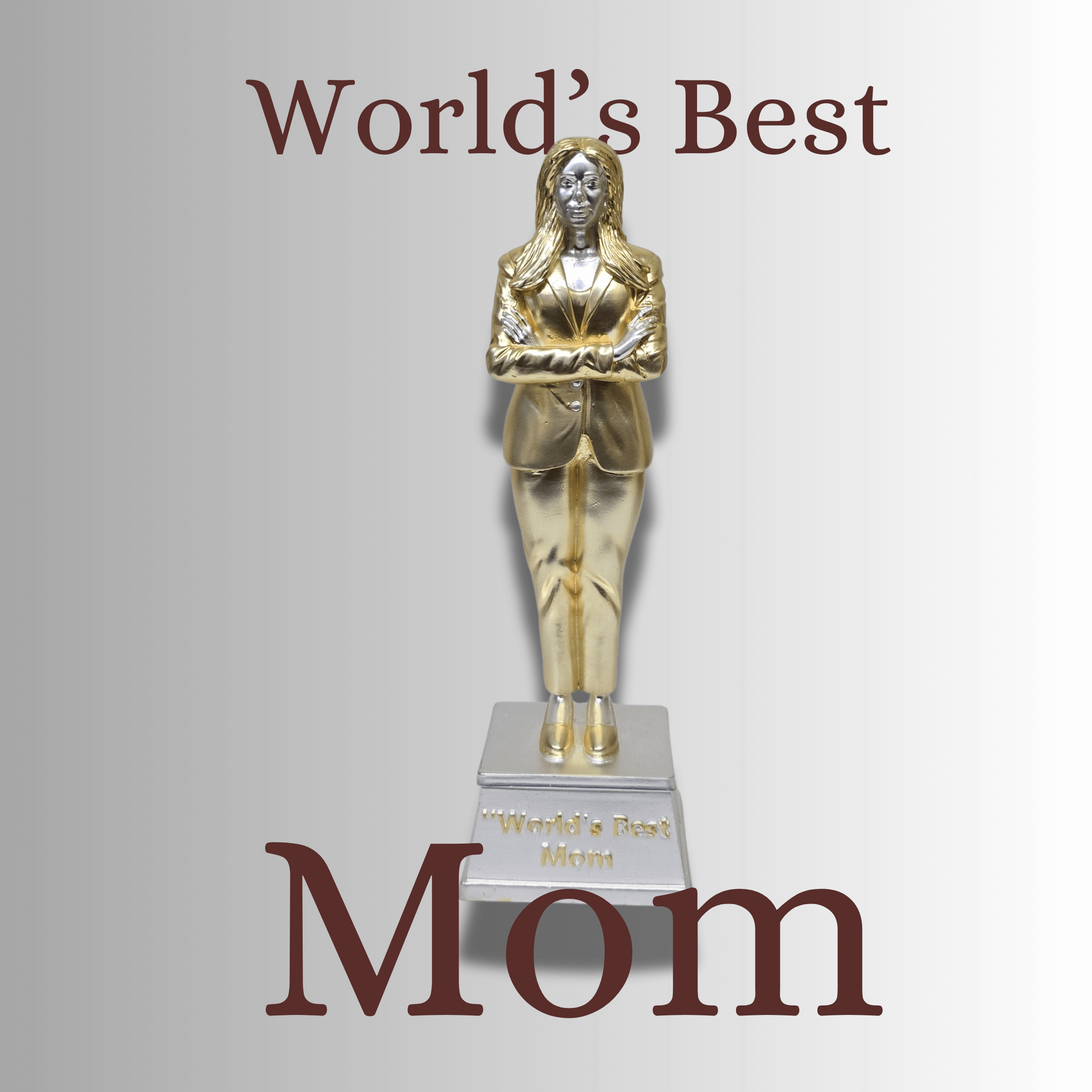 World’s Best Mom Trophy – Elegant gold-plated and silver-plated trophy for the best mother. Perfect Women’s Day gift by Gold Art India.