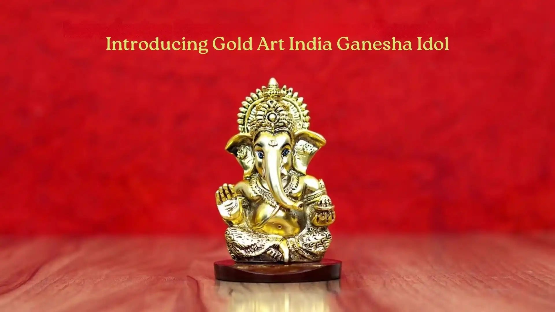 Gold Plated Antique Matte Ganesha Idol with MDF Base – For Car Dashboard & Home Decor| Gold Art India