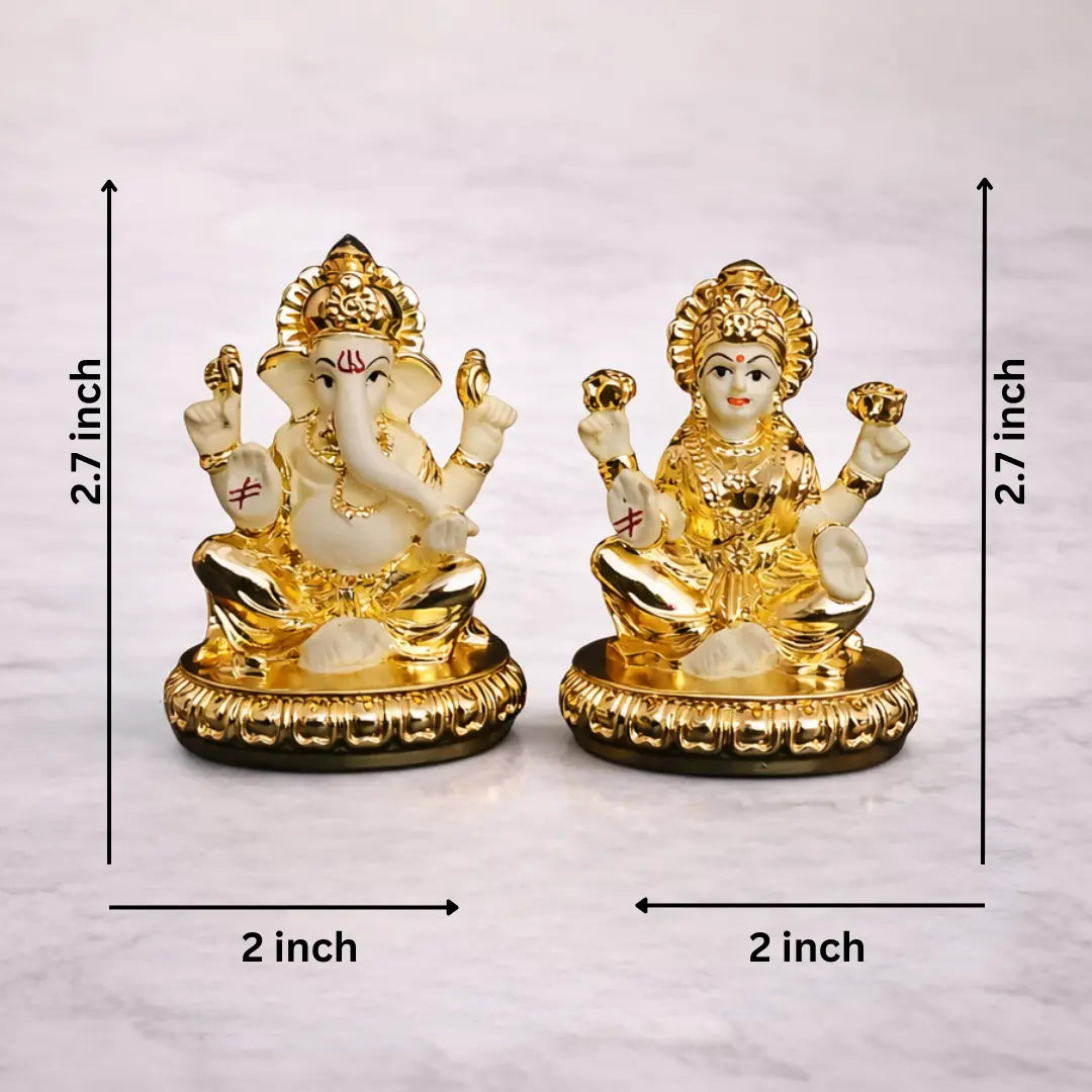 New Chakra Laxmi Ganesha Idol Gold off white 2.7 | Gold Art India