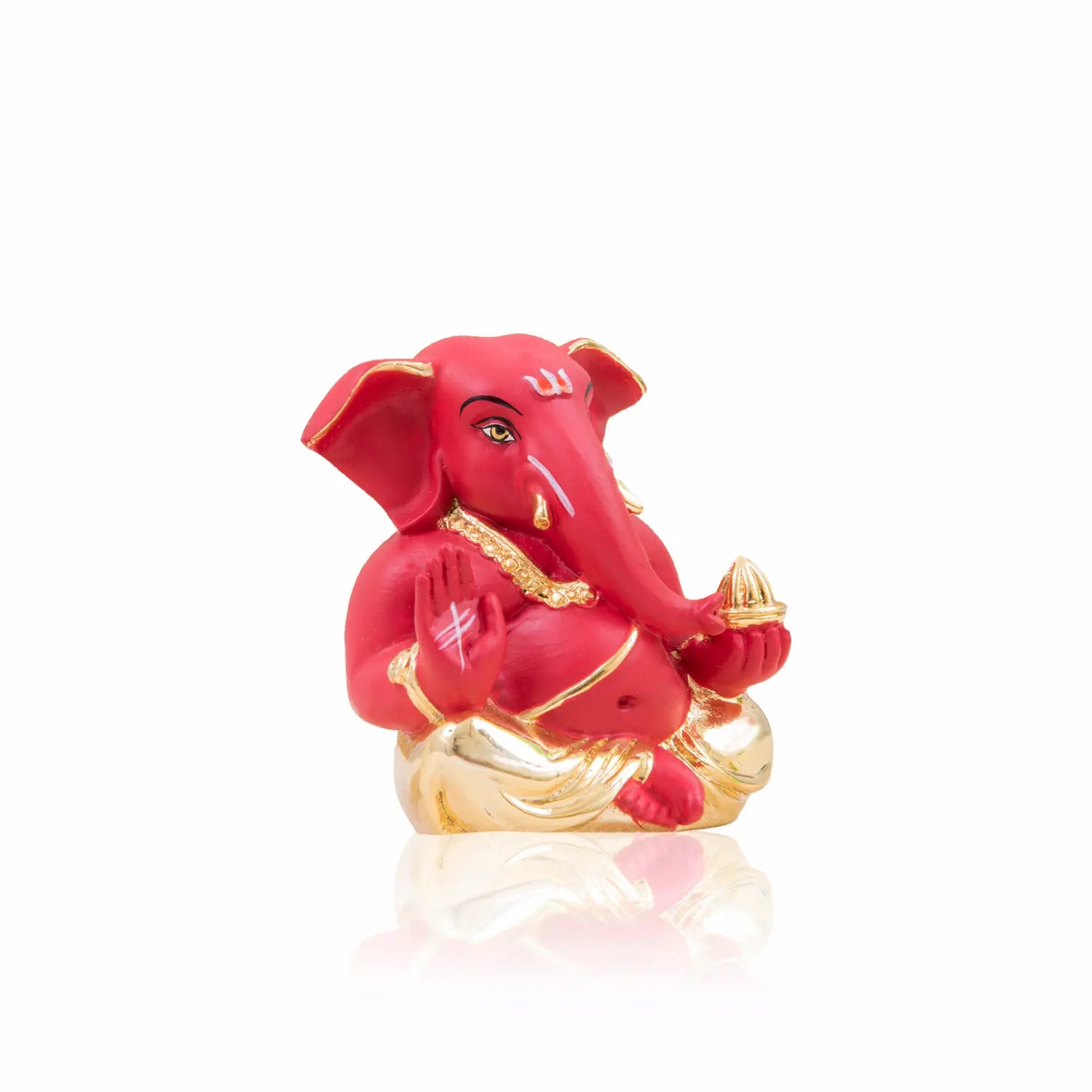 Small Ganesh Idol for Car Dashboard & Home Decor – Gold Plated Terracotta Finish (2.6 Inch) | Gold Art India