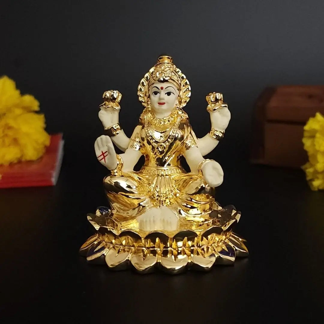 Kamal Laxmi gold plated with Off White Terracotta Work with Gold Plated Coin |Gold Art India