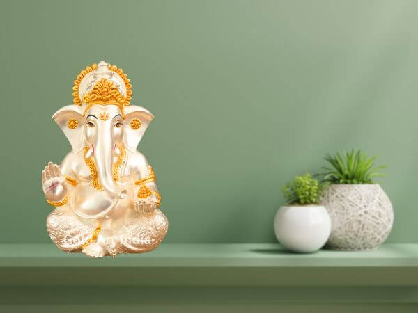 7 Inch Ganesha Idol โ Gold & Silver Plated Matte Finish for Home Decor