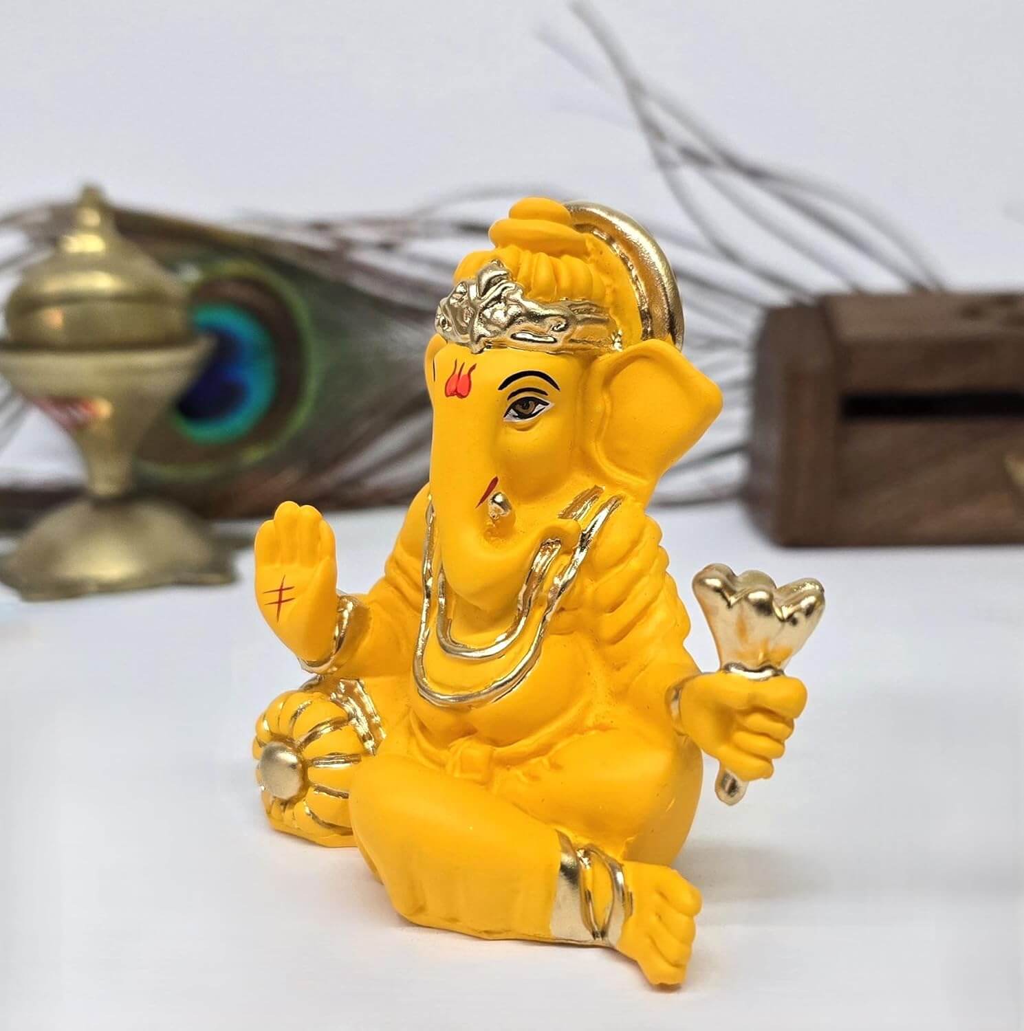 LORD GANESHA : Takiya Ganesha Mango Terracotta Color | Car Dashboard | Gifting | Return Gifts