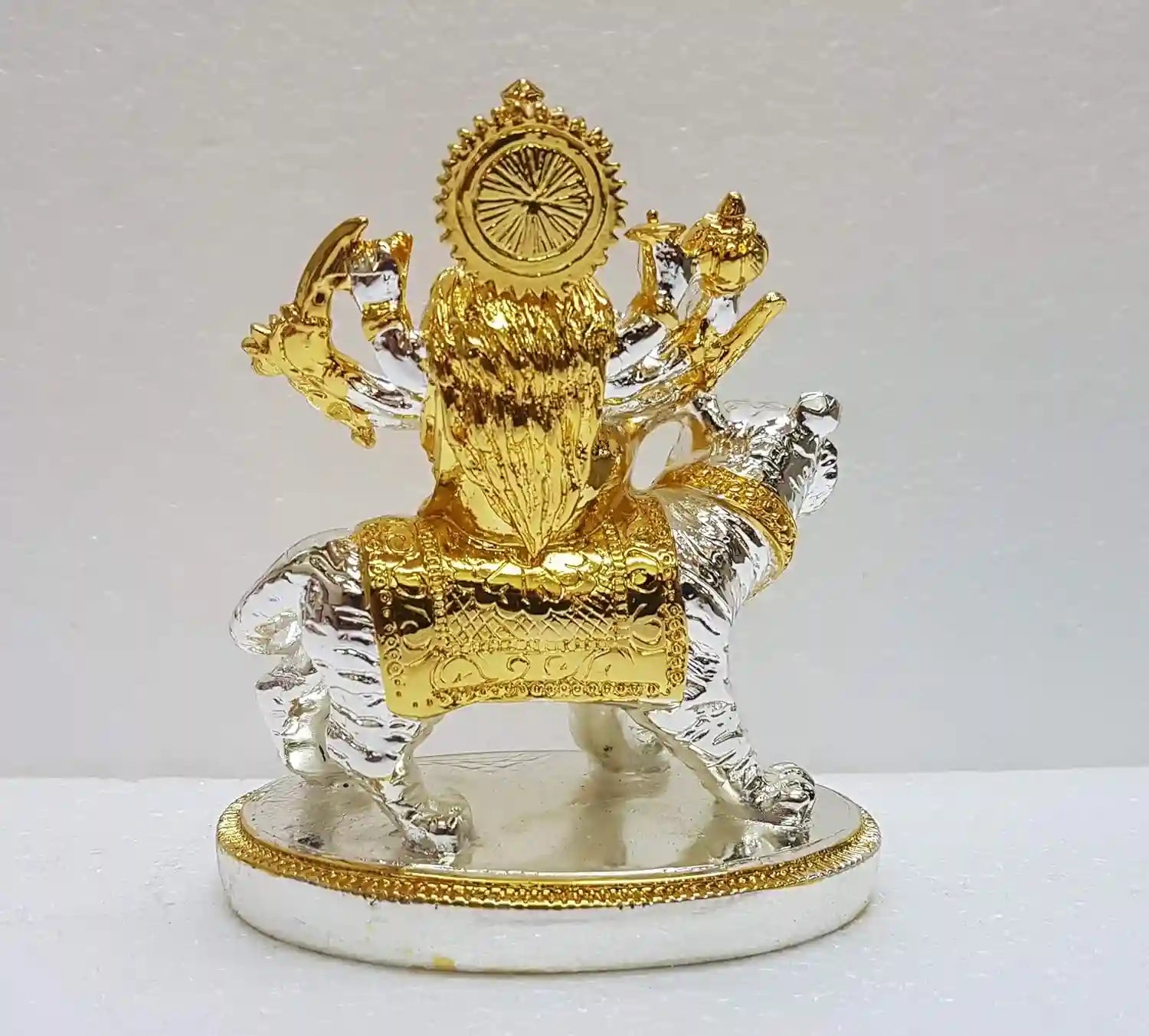 Back view of Ambe Mata Resin Idol 5-inch, showing intricate detailing and multicolour resin craftsmanship | Gold Art India