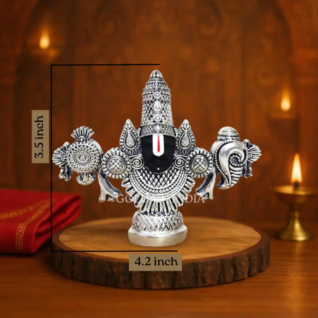 Antique Silver Plated Plated lord balaji idol 3.5 inch size view
