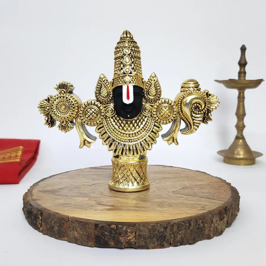 Antique gold Plated lord balaji idol 4.5 inch front view