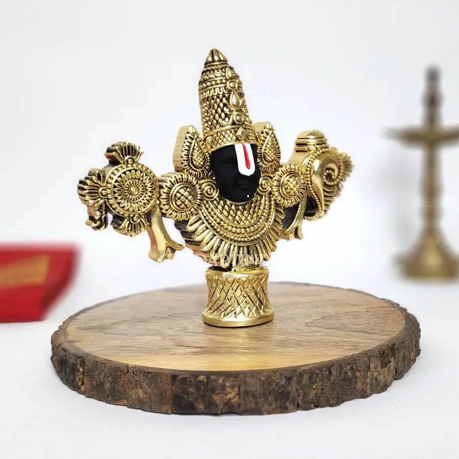 Antique gold Plated lord balaji idol 4.5 inch right view