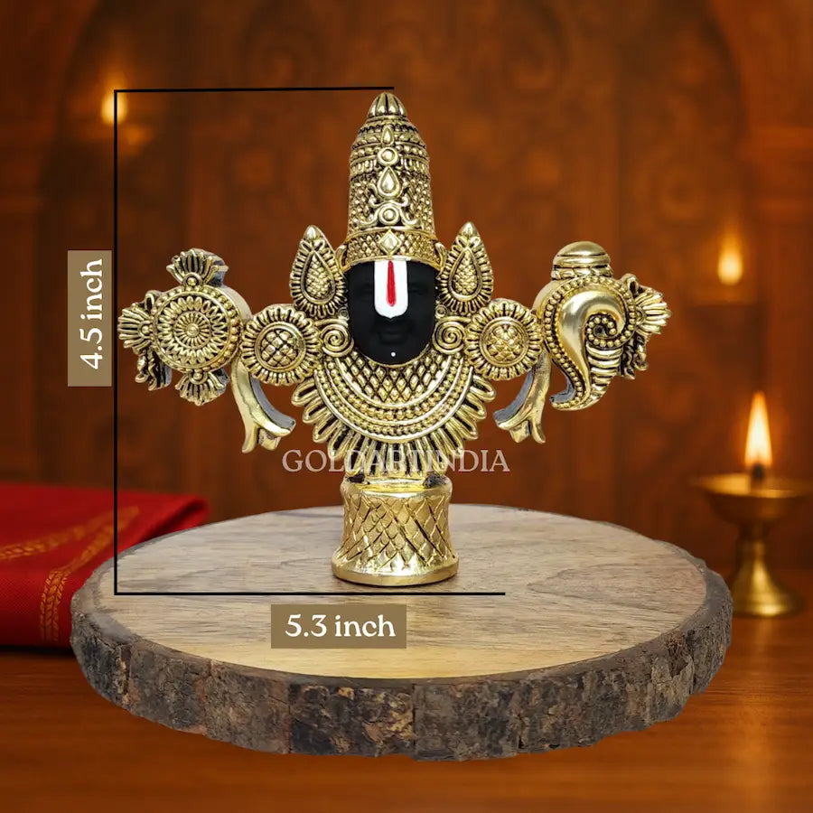 Antique gold Plated lord balaji idol 4.5 inch size view