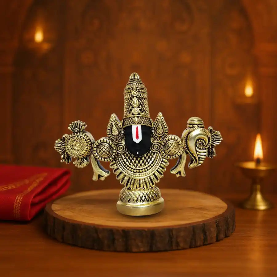 Antque gold Plated lord balaji idol 3.5 inch