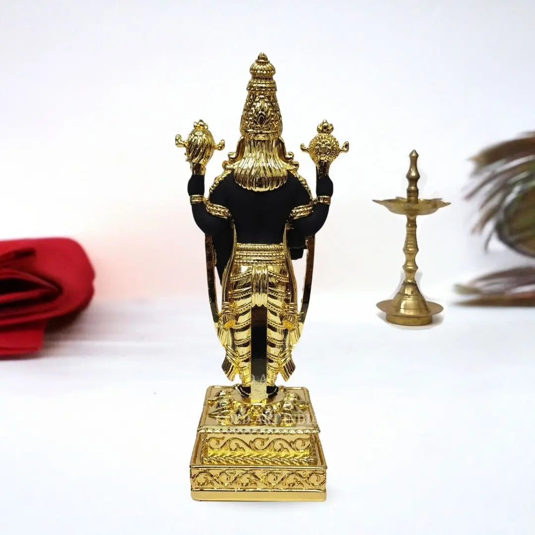 Back view Gold Plated Black Terracotta Garud Balaji Idol