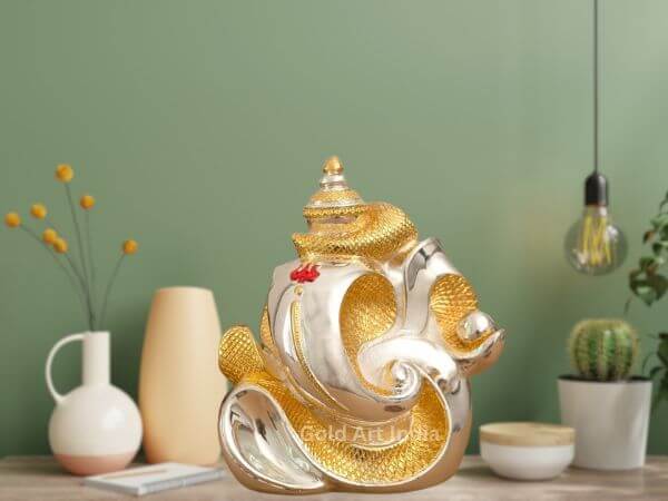 Gold & Silver Plated Ganesha Idol – 6.5 Inch Decorative Murti for Home & Puja