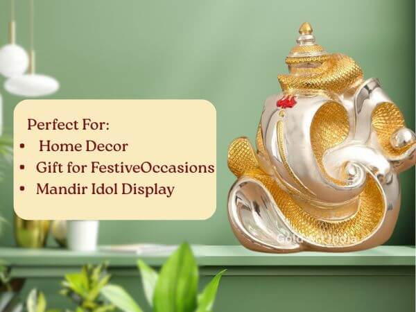 gold and silver plated Ganesha idol for home decor
