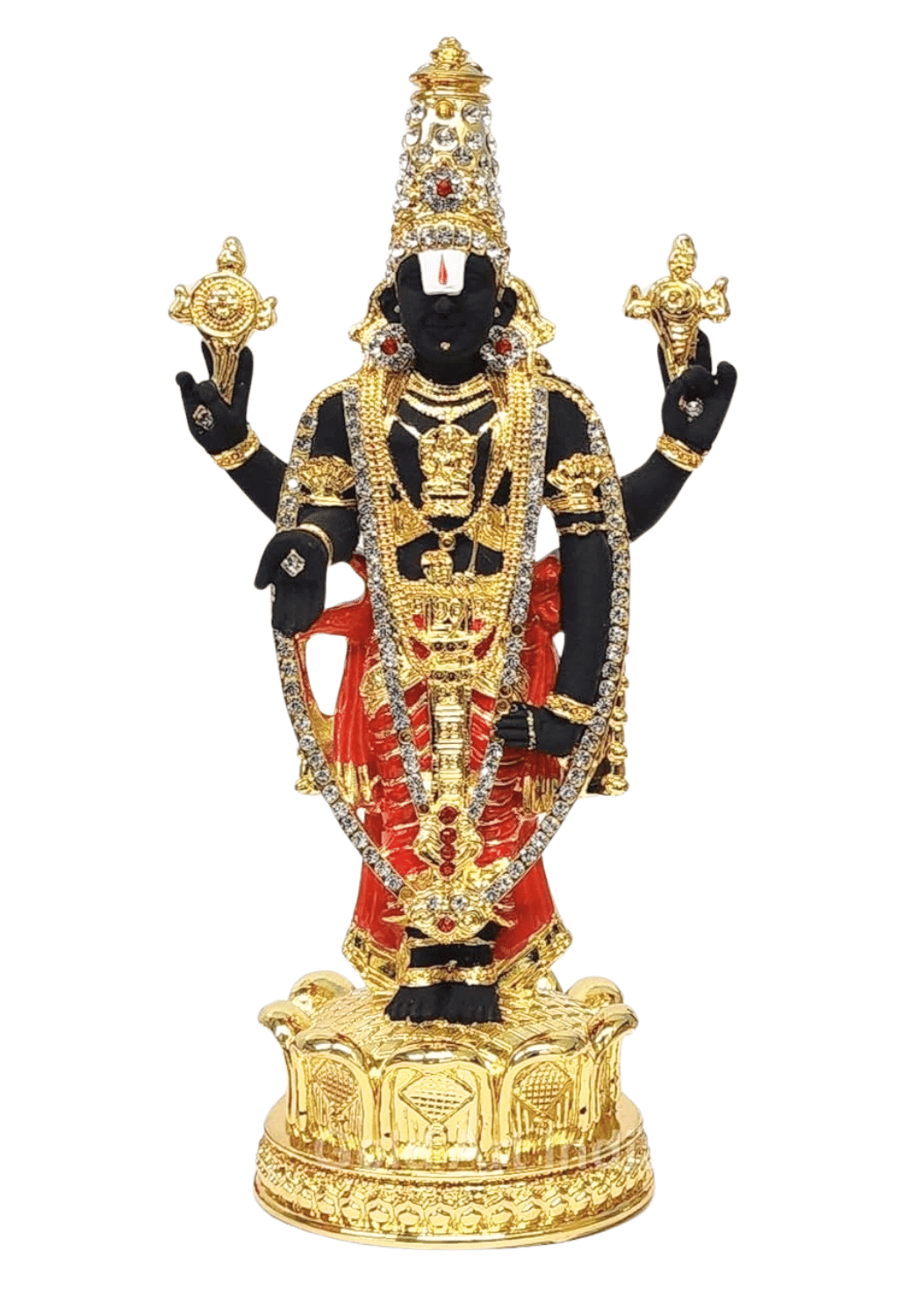 Close-Up of Lord Venkateswara Idol Face and Gold Plated Ornaments
