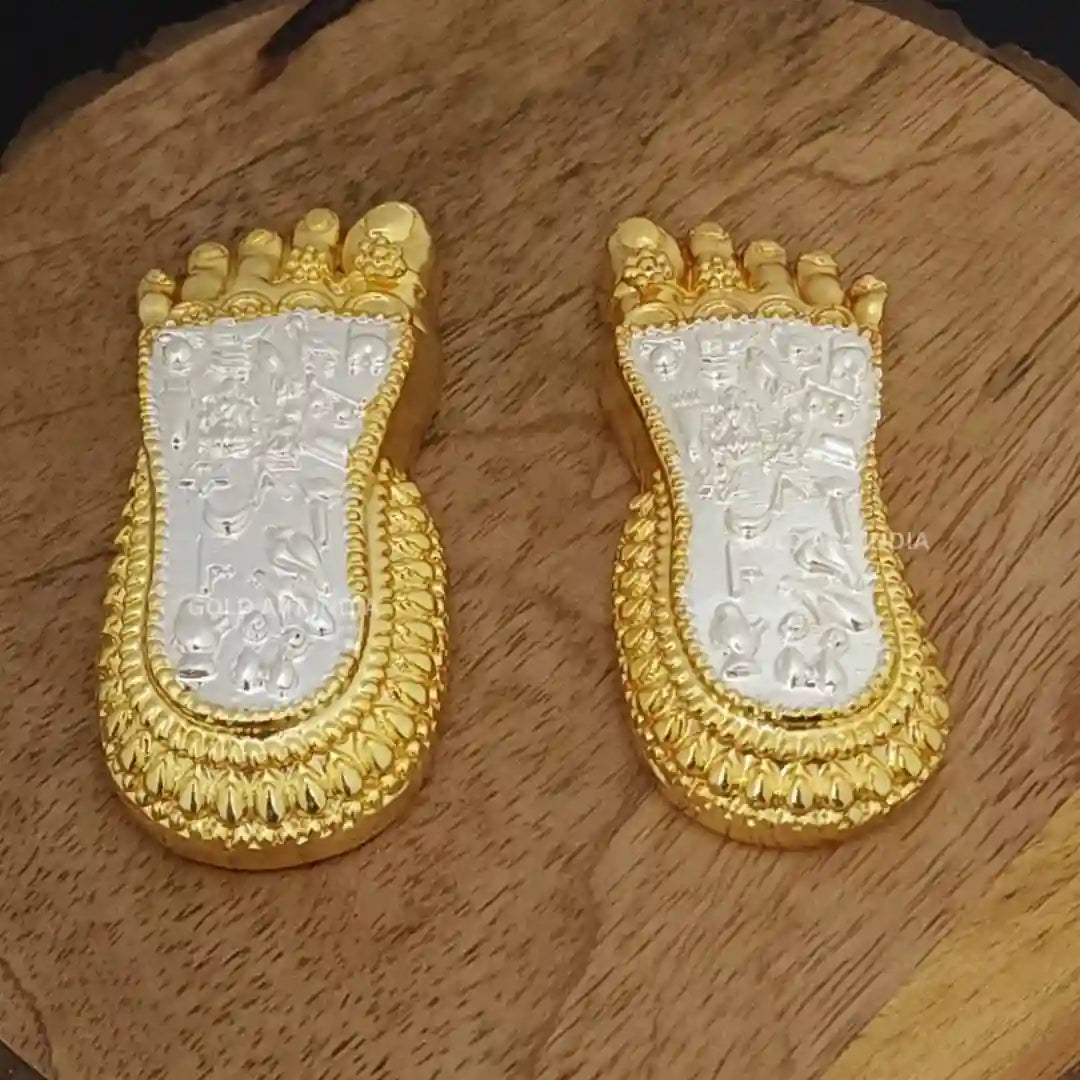 Gold and Silver plated Laxmi Charan Paduka Intricate Detailing