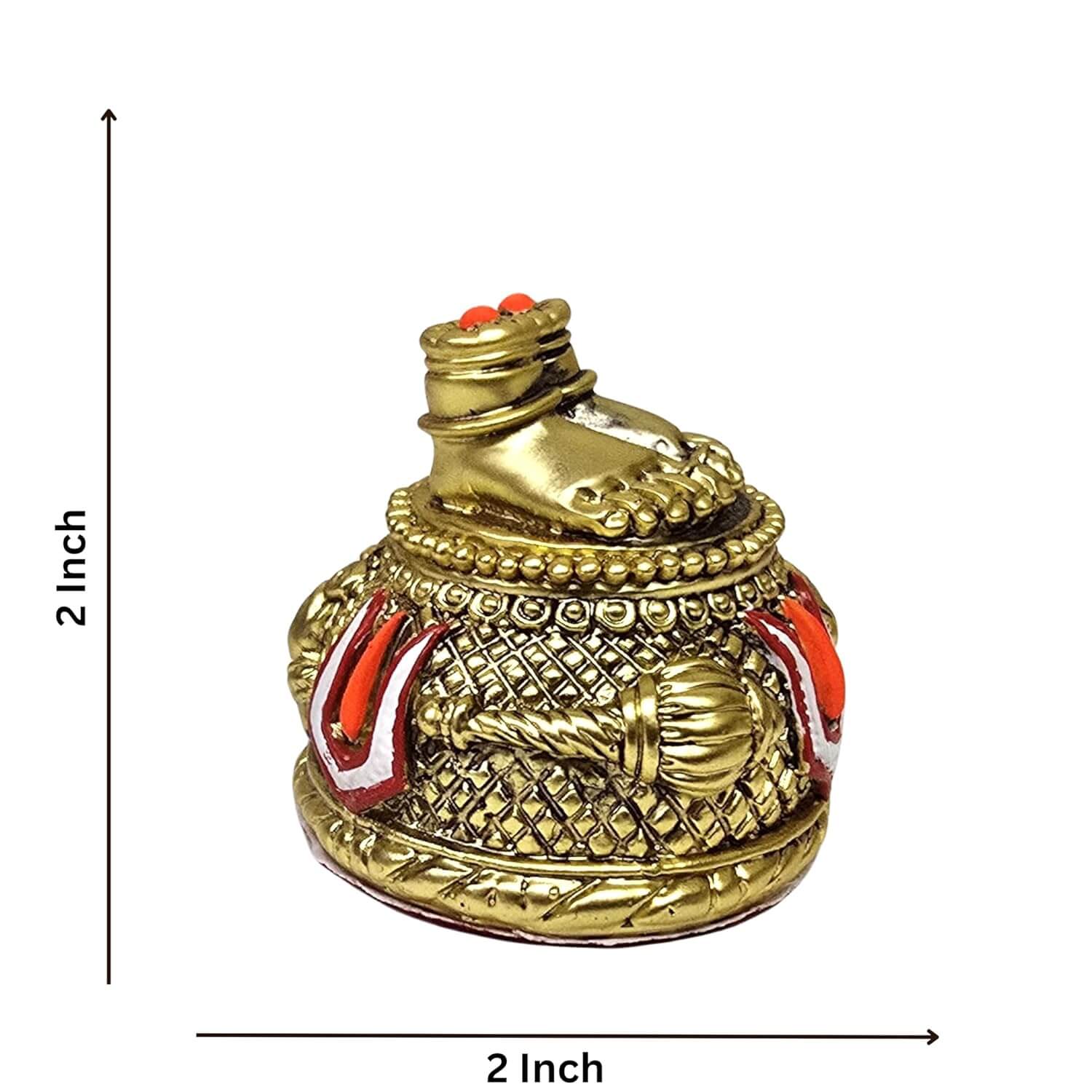 Gold-plated antique matte Hanuman Charan Paduka suitable for car dashboards, home mandirs, or gifting occasions Dimentions 2x2 inches