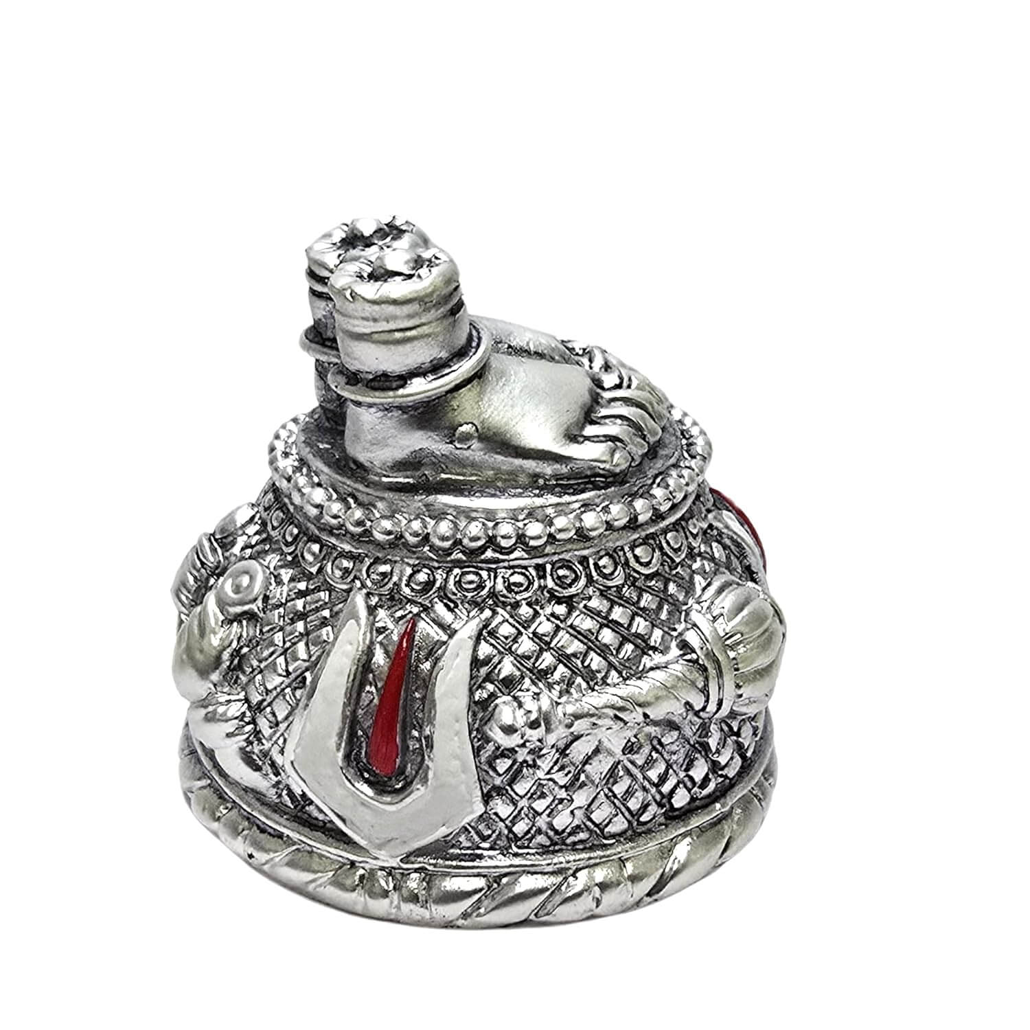 Silver Matte Hanuman Ji Charan Paduka Idol – Compact Size for Car Dashboard or Pooja Room