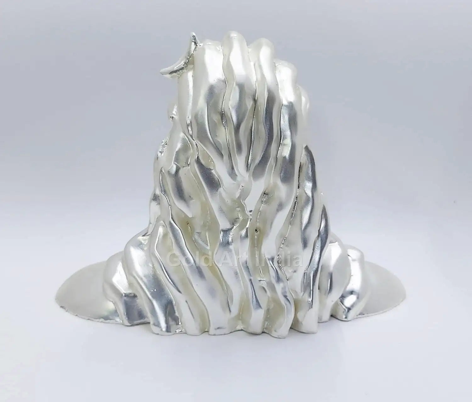 Rear angle of handcrafted Mahadev idol with polished silver finish