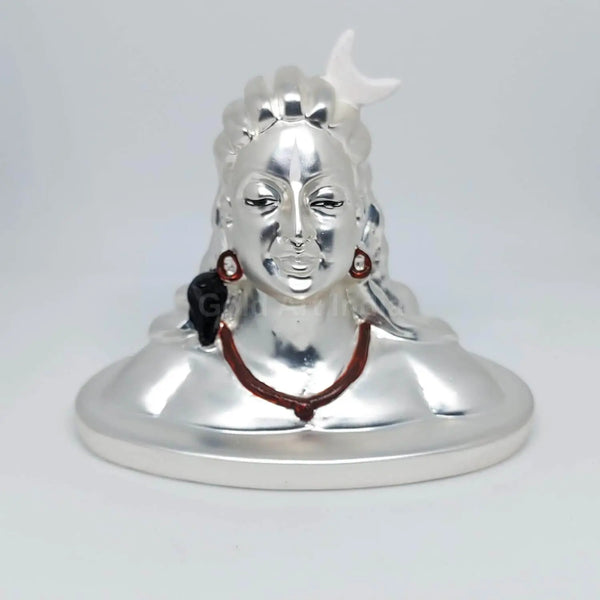 Lord Shiva Adiyogi โ 999 Silver-Plated 3 Inch Idol | Matte Finish Bust by Gold Art India