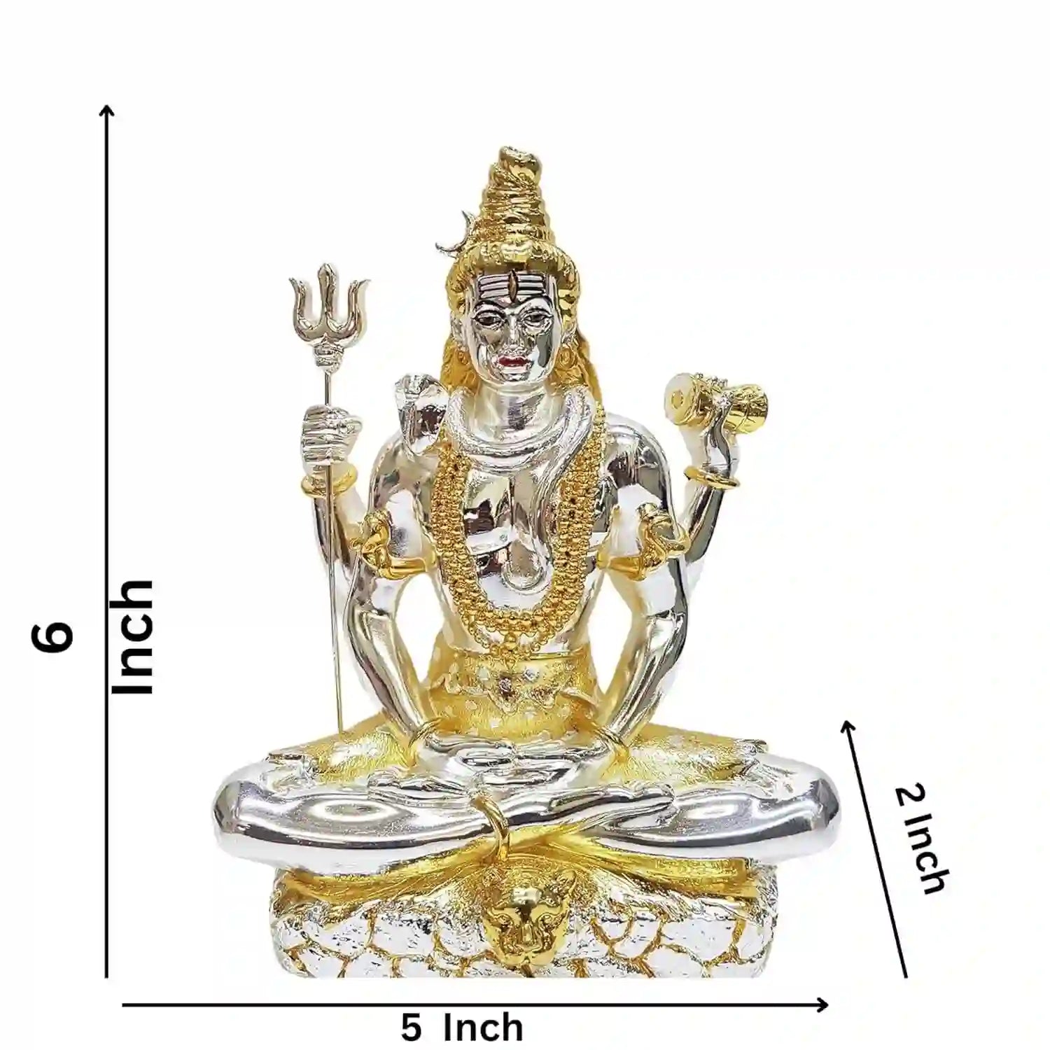 Size Chart of Lord Shiva Idol – 6x5x2 Inches with 750g Weight