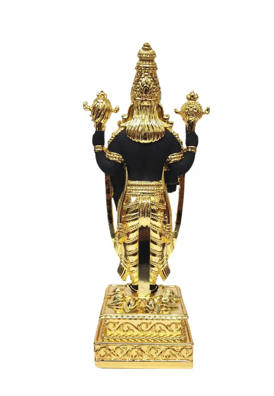 Back View of Black Gold Balaji Idol on square Base