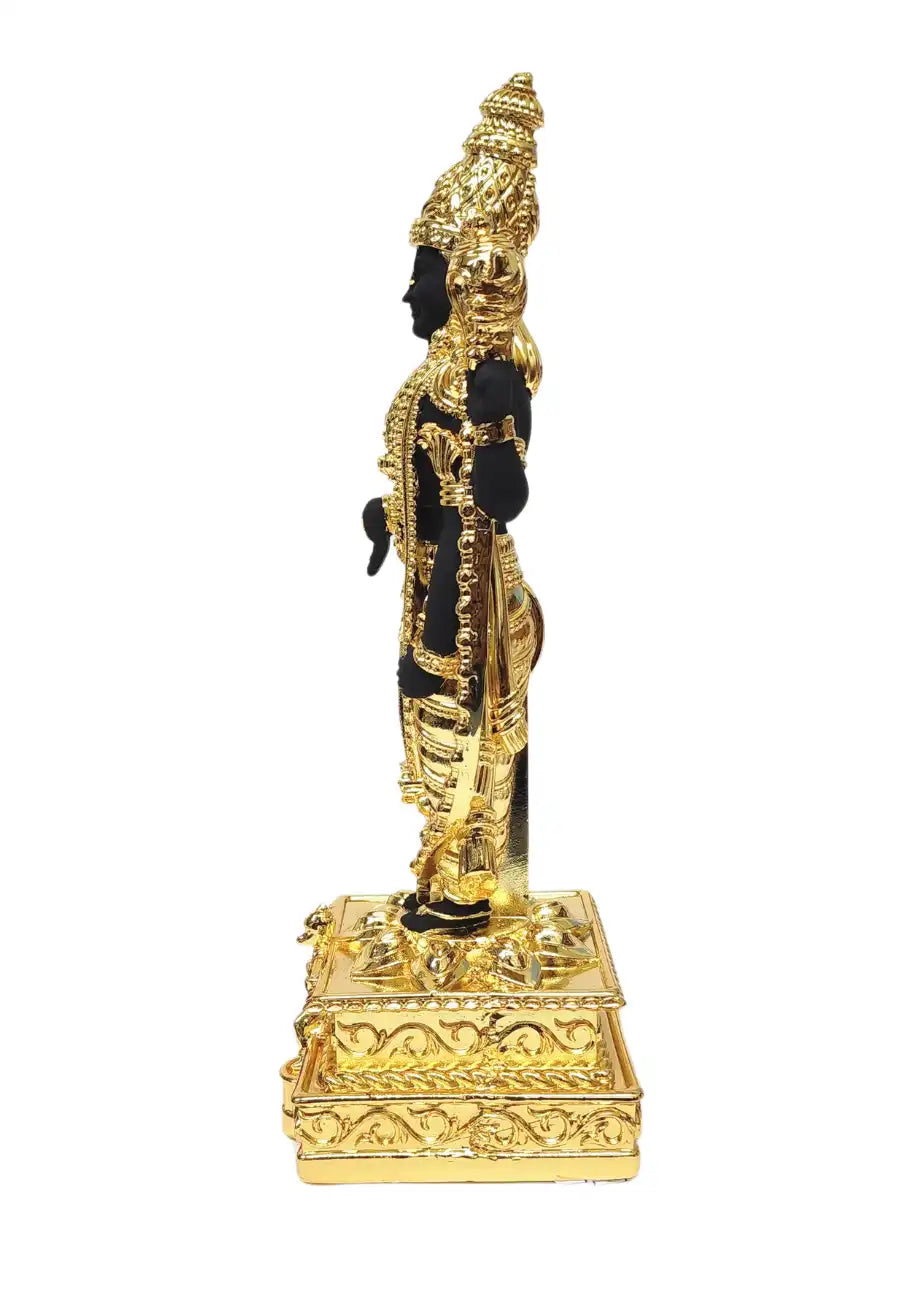 Side Angle of Lord Balaji Idol in Black Finish with Golden Detailing
