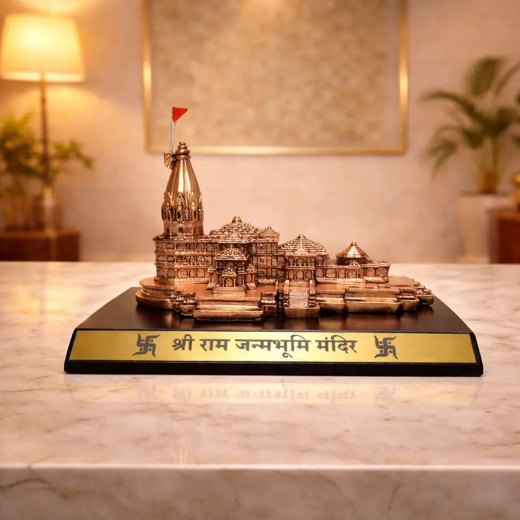 Ayodhya Ram Mandir miniature – copper antique matte finish temple replica by Gold Art India