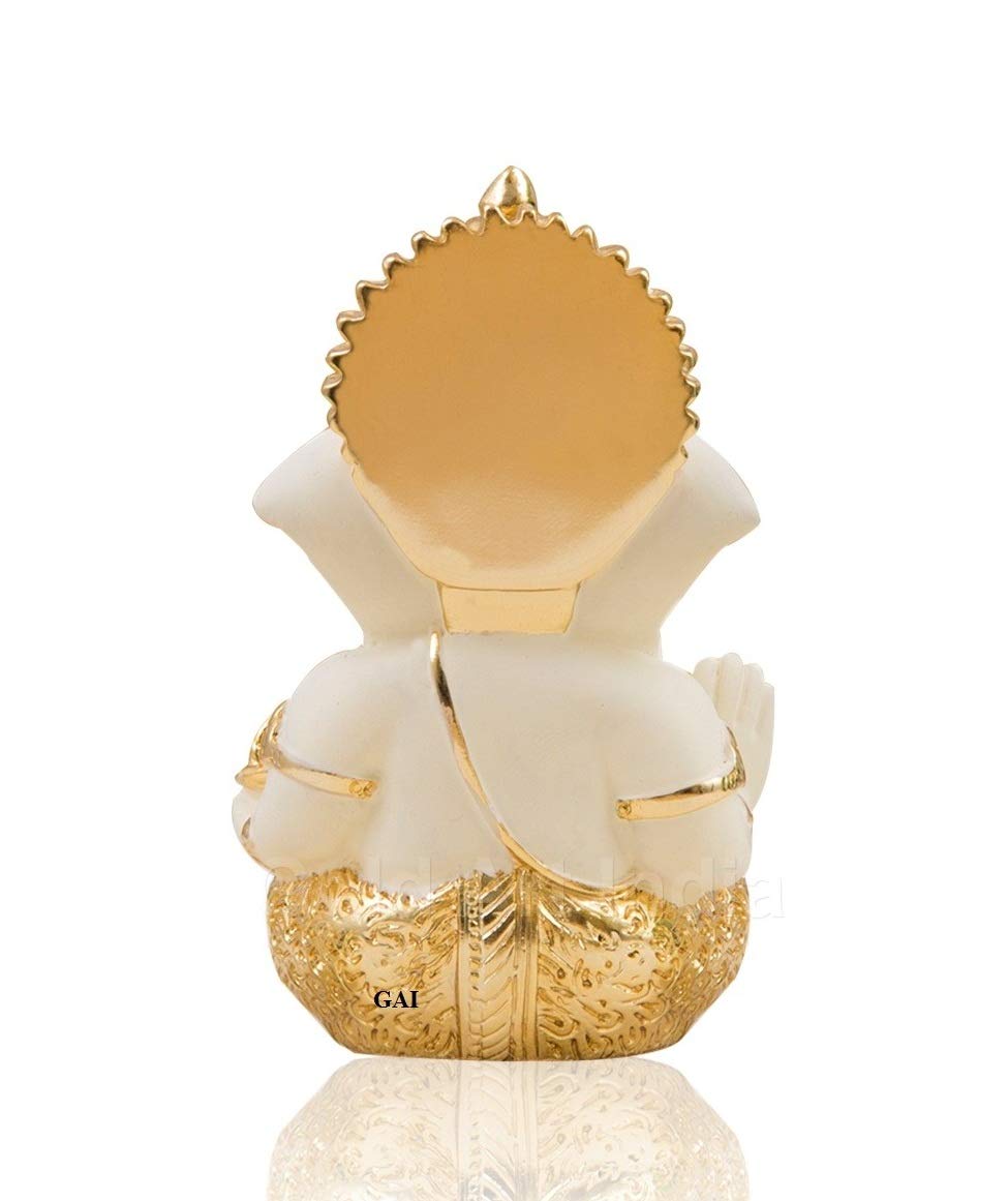 Gold Art India Gold Plated Mukut Ganesha off white color back side