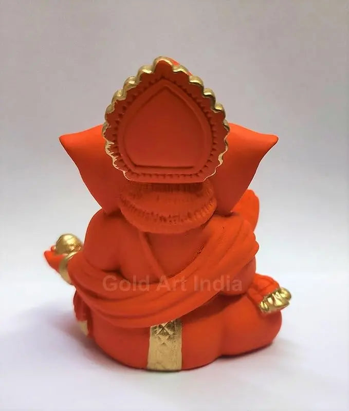 Gold Art India Gaddi Ganesha orange color back picture