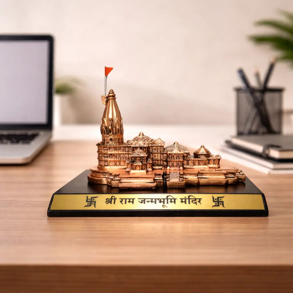 Ayodhya Ram Mandir Miniature – Copper Antique Matte Finish | Temple Replica by Gold Art India