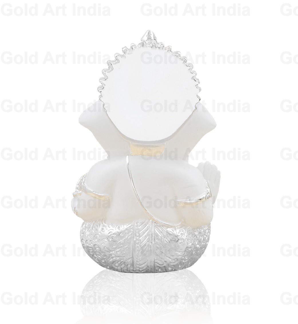 Gold Art India Silver Plated white Ganesha for gifting back side picture
