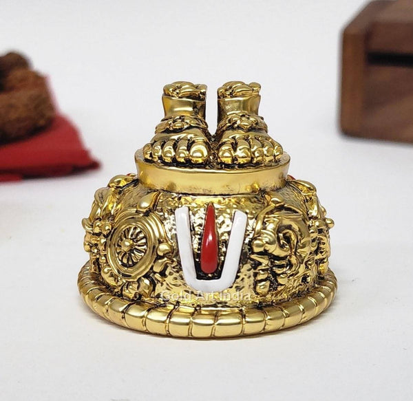 Lord Balaji Charan Paduka – Gold-Plated Antique Matte Finish for Car Dashboard & Home Decor