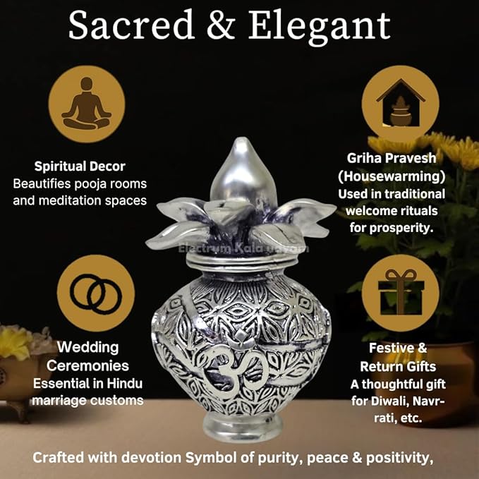 Bring Prosperity to Home with Antique Silver Plated OM Kalash – Gold Art India