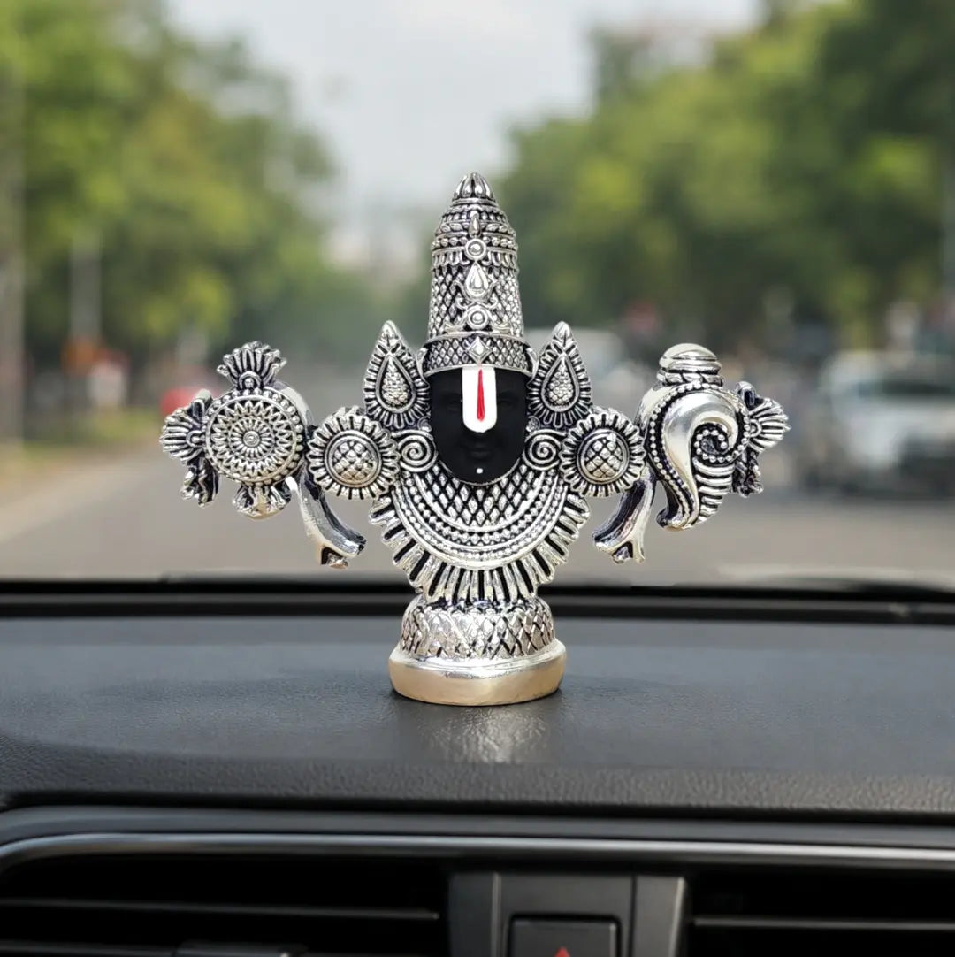 Gold Art India Balaji Idol | Silver Antique Matte Finish | Premium Velvet Gift Box (3.5 × 4.2 Inch)