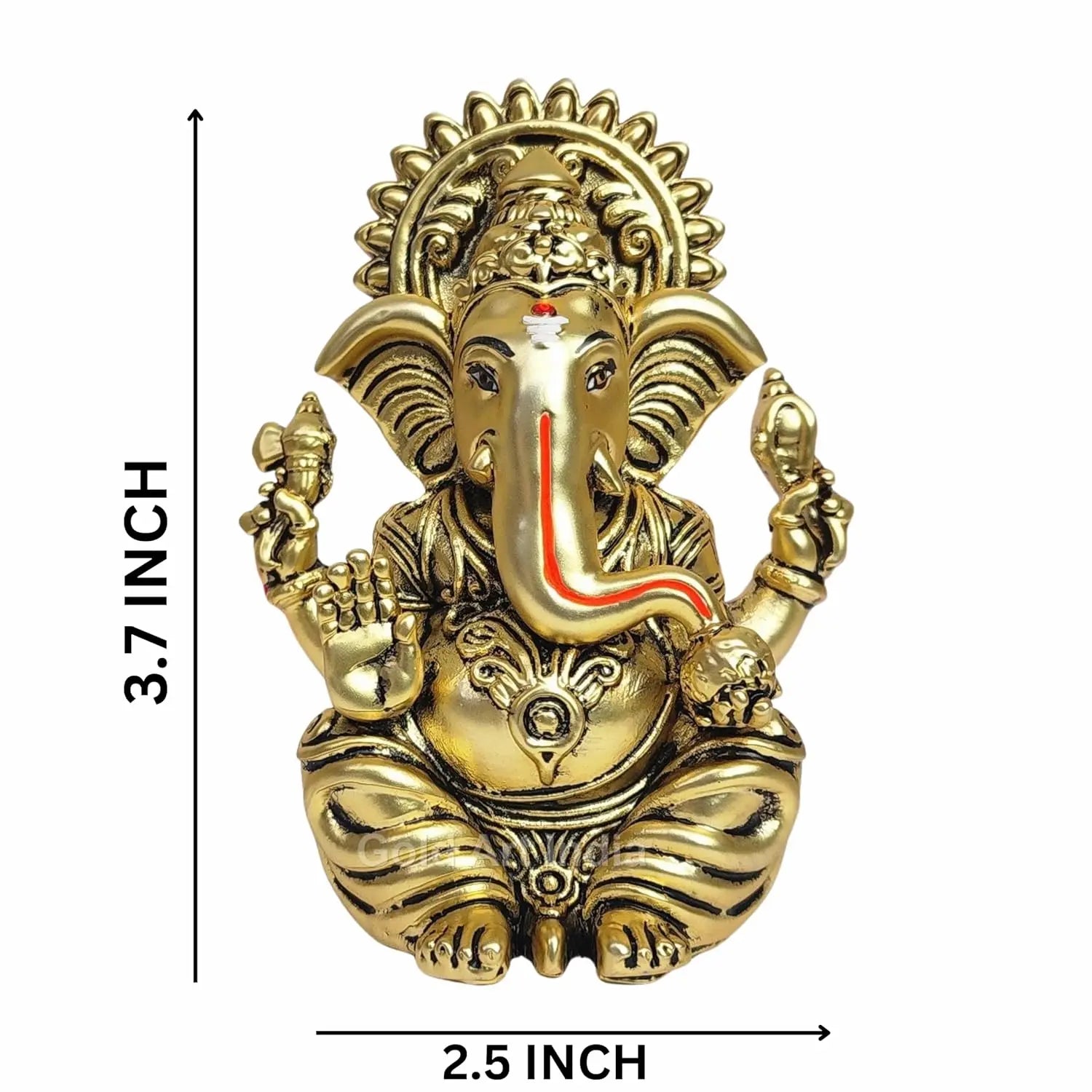 gold plated ganesha statue with double lens eyes size image