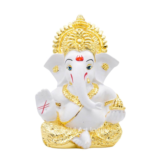 Gold Plated Ganesh Idol for Car Dashboard Ganesha Idol for Home Decor Ganpati for Gift Home Office Table