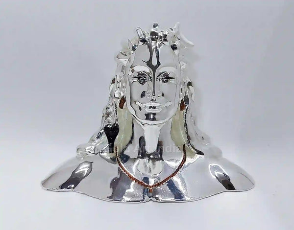 Adiyogi Shiva Idol – Silver Plated Mahadev Murti for Home & Car Dashboard