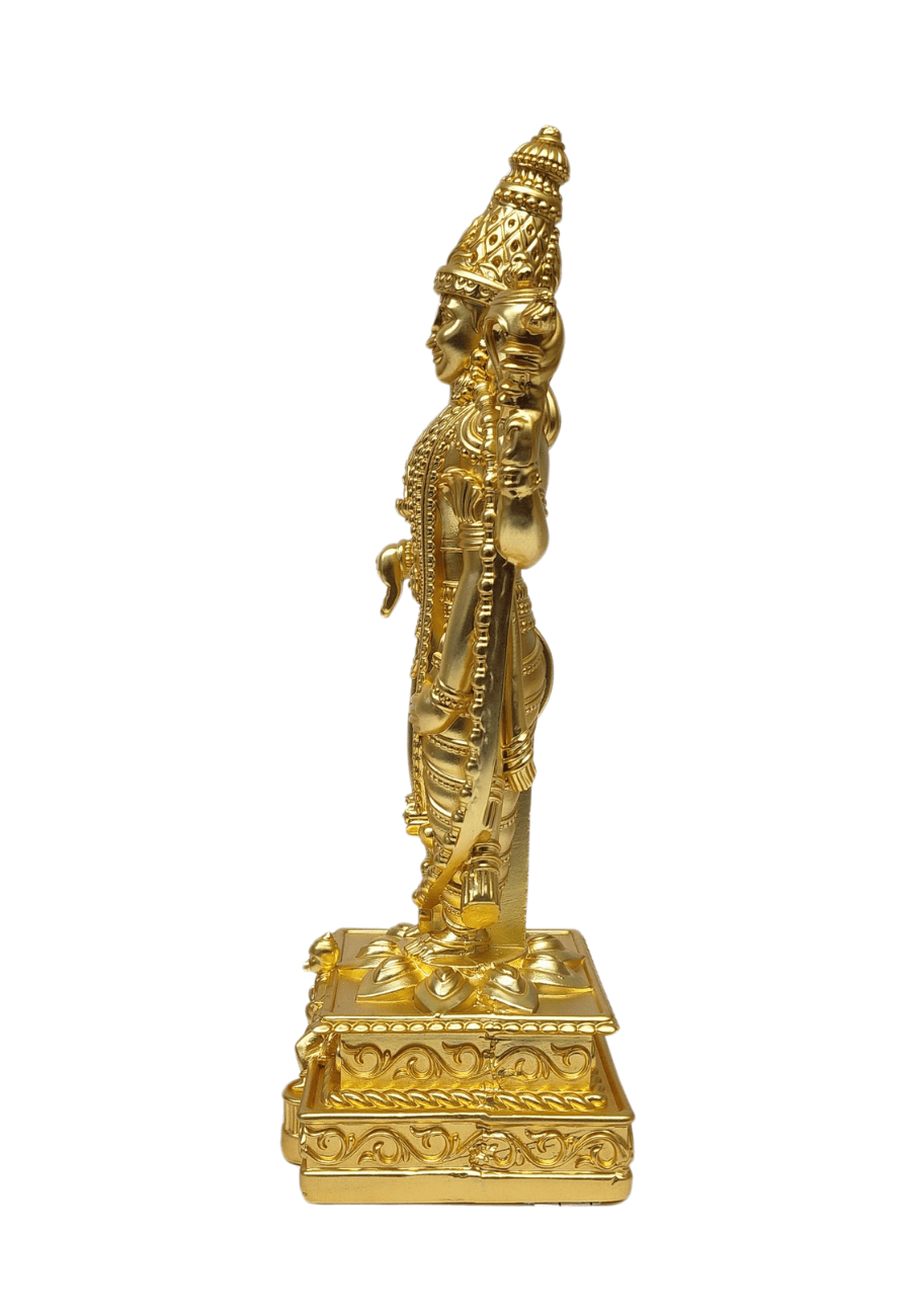 Gold-plated Lord Venkateshwara idol, intricately crafted, perfect for home temples and spiritual decor.