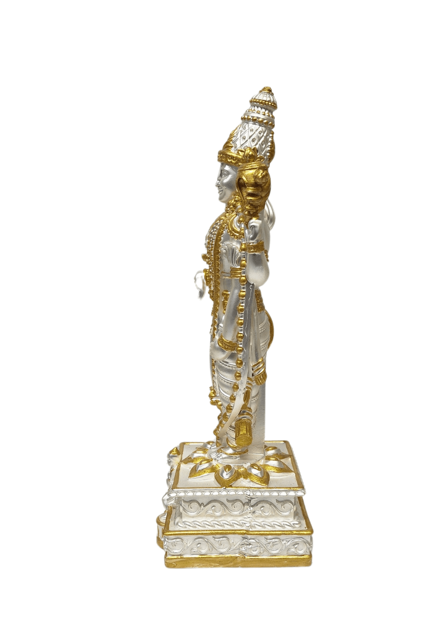 Lord Venkateshwara idol in two-tone matte silver and gold finish, showcasing intricate detailing and divine elegance.