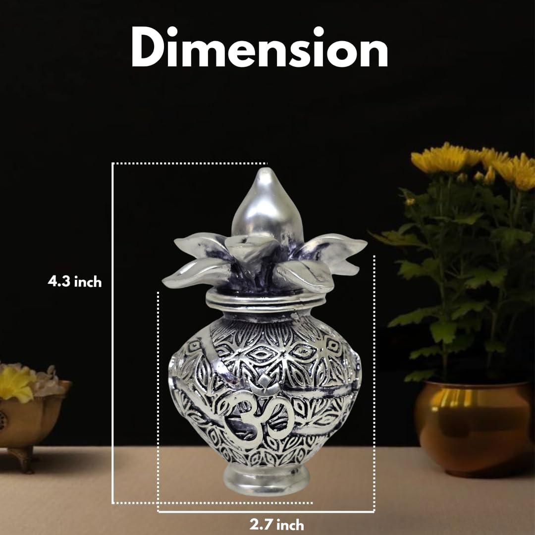 Silver Plated OM Kalash Dimensions – 4.3 Inch Height x 2.7 Inch Width