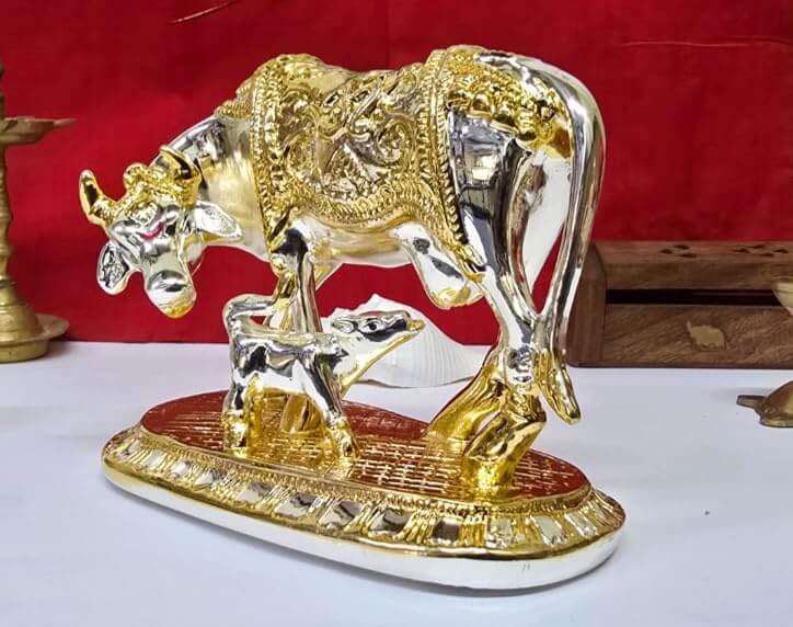 Gold Art India Kamdhenu Cow idol – side angle