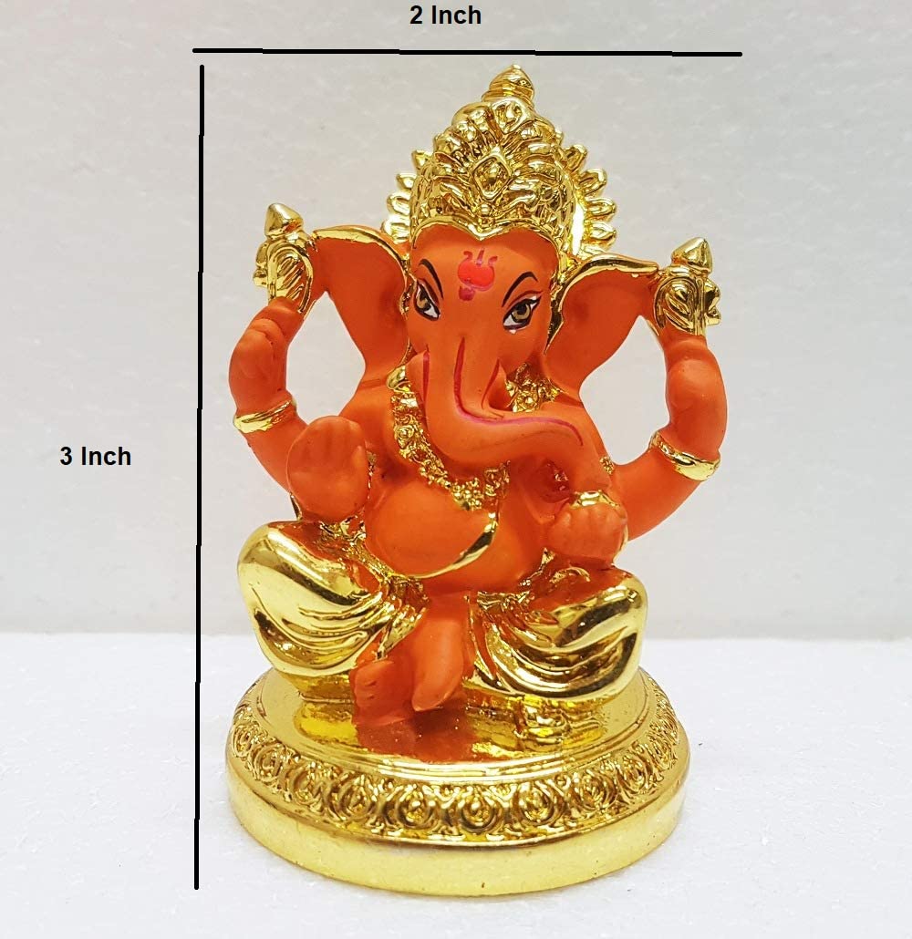 Round Base Gold Art India orange ganesha front picture size chart