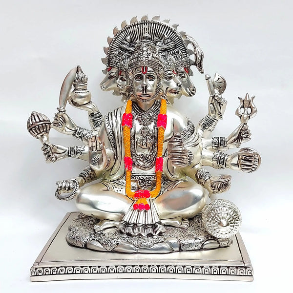 Panchmukhi Hanuman Idol โ Silver Plated Matte Finish | Shani Dosh Remedy