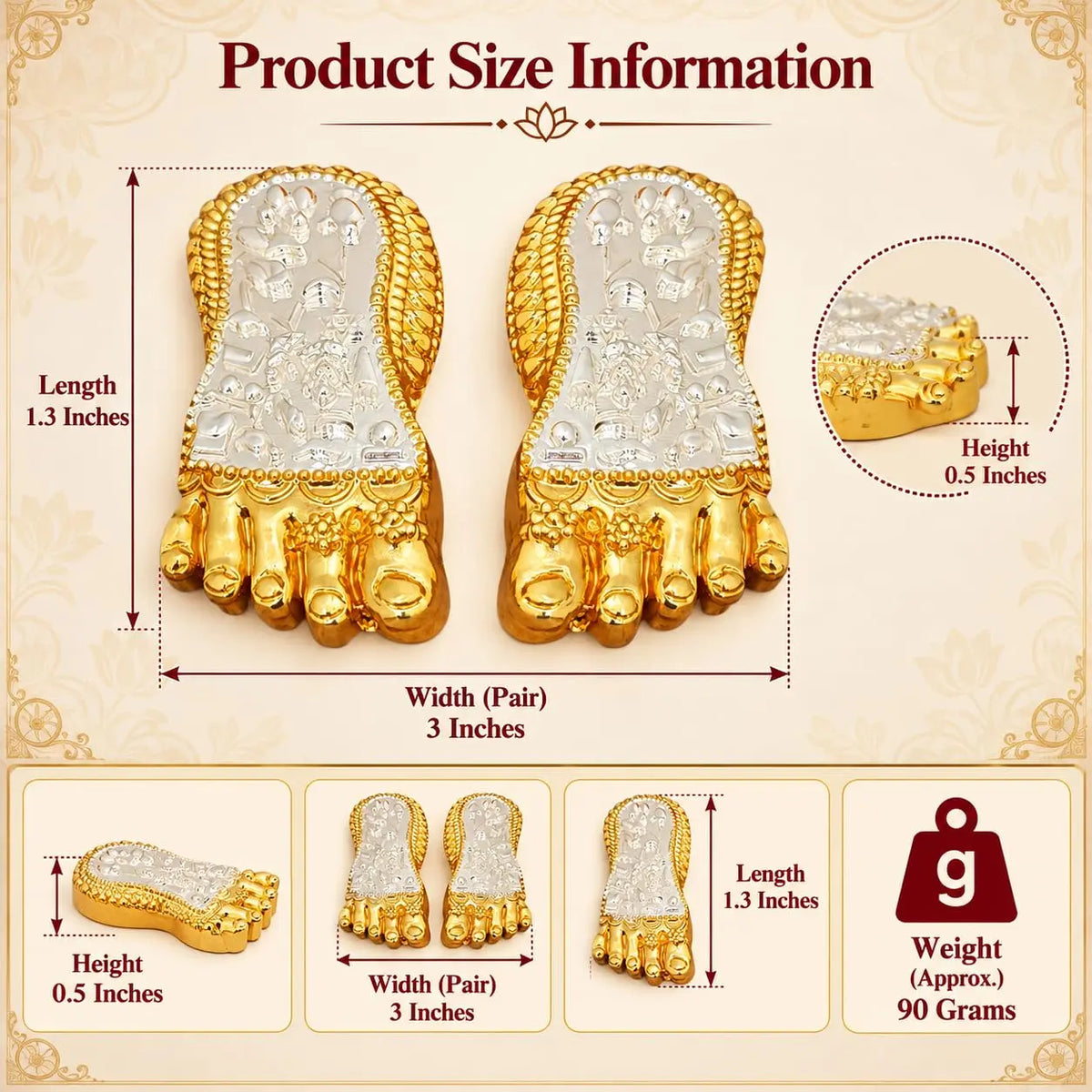 Gold Art India Lakshmi Ganesh Puja Set with Silver Plated Shankh, Lakshmi Charan Paduka & Gold Plated Idols