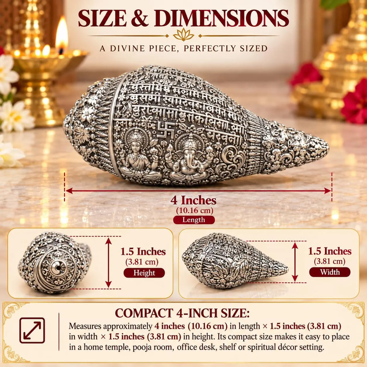 Gold Art India Lakshmi Ganesh Puja Set with Silver Plated Shankh, Lakshmi Charan Paduka & Gold Plated Idols