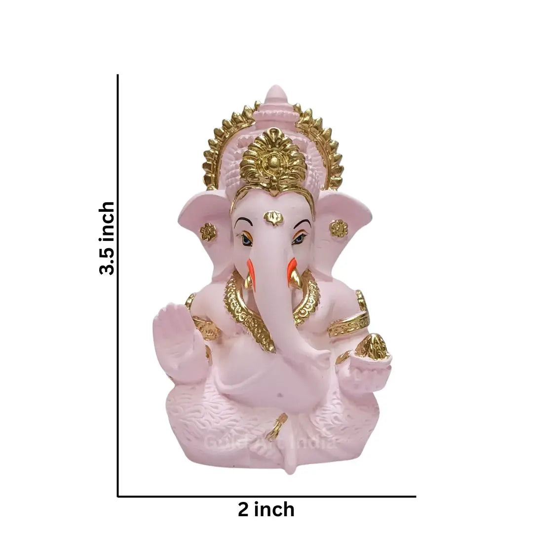 Pink Terracotta Ganesha Idol – Car Dashboard | Home Decor | Gold Art India