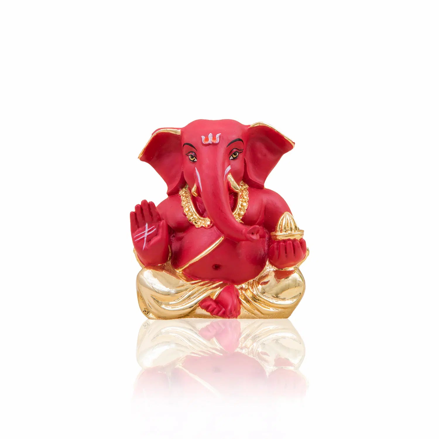 Small Ganesh Idol for Car Dashboard & Home Decor – Gold Plated Terracotta Finish (2.6 Inch) | Gold Art India