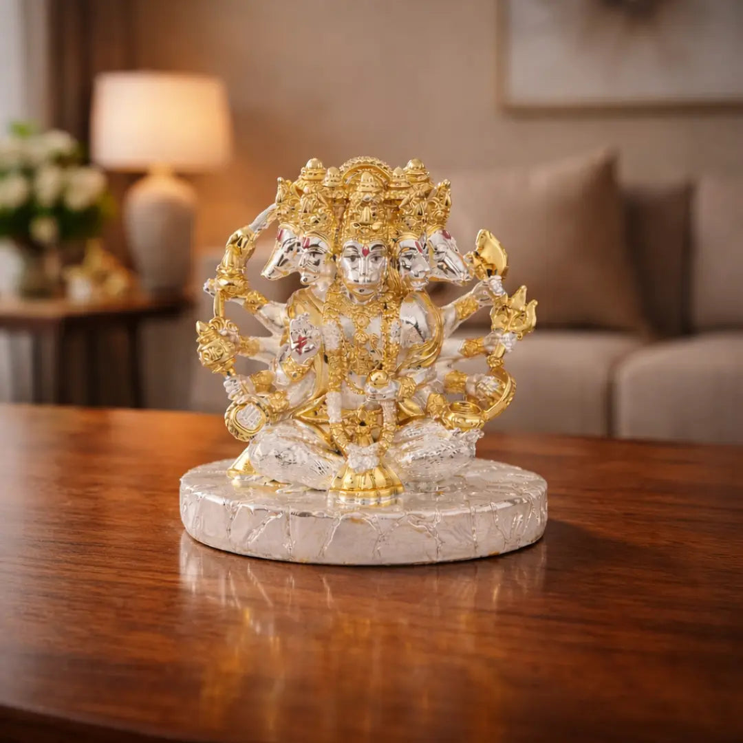 Panchmukhi Hanuman idol – 4 inch, rear view – Gold Art India