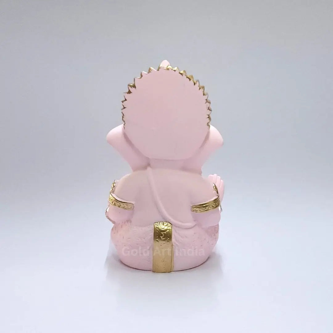 Pink Terracotta Ganesha Idol – Car Dashboard | Home Decor | Gold Art India