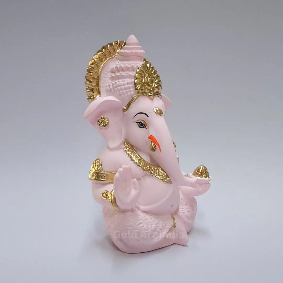 Pink Terracotta Ganesha Idol – Car Dashboard | Home Decor | Gold Art India