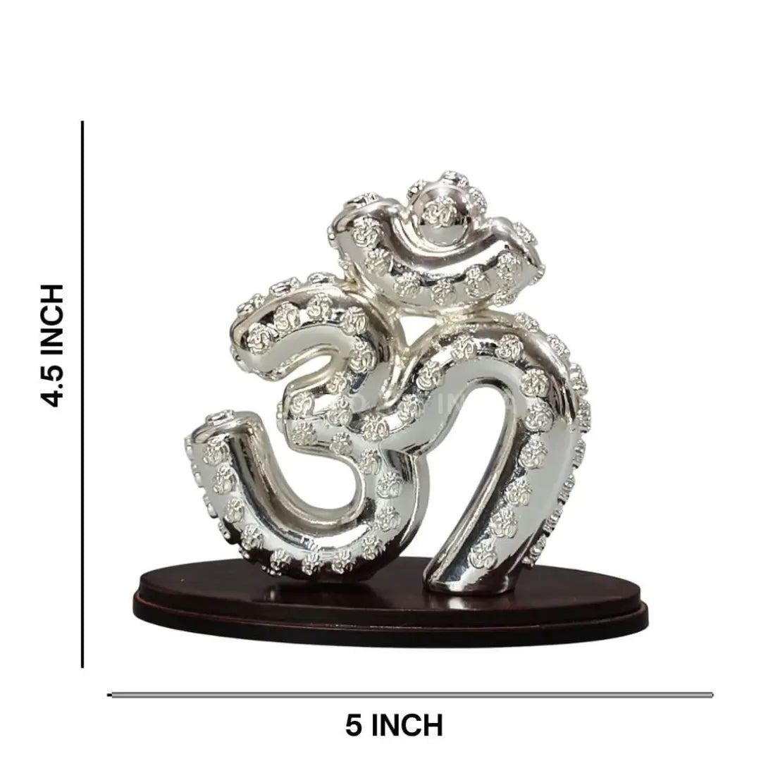 108 Sacred Om Silver Plated Idol with MDF Base | Spiritual Home Décor & Gifting